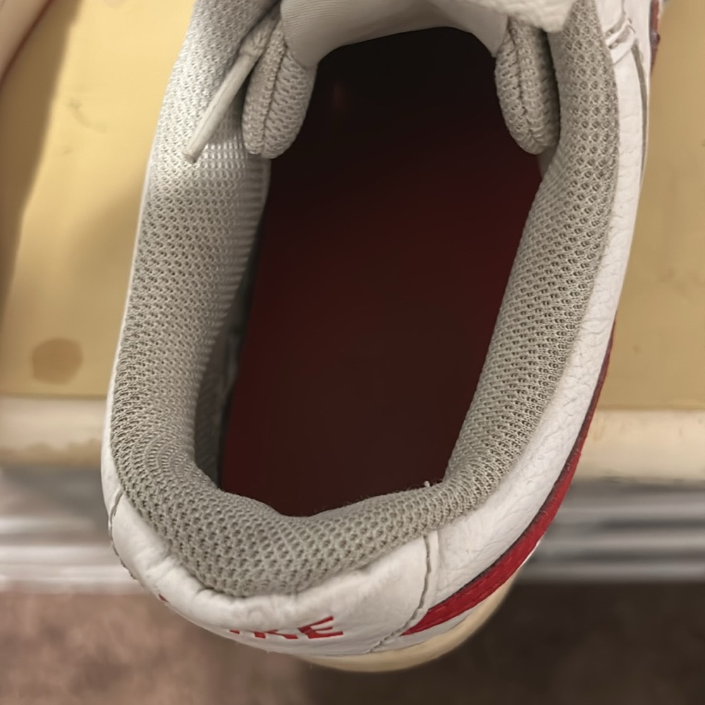 White with red swoosh Nike courts - Picture 5 of 5